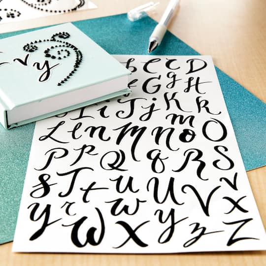 12 Packs: 208 ct. (2,496 total) Black Hand Script Alphabet Stickers by Recollections™